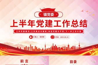简洁精美镇党委上半年党建工作总结PPT模板