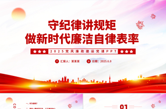 精美创意守纪律讲规矩PPT2025做新时代廉洁自律表率党员思想教育党课