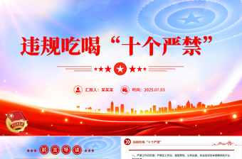 简洁大气违规吃喝“十个严禁”PPT作风建设党课课件