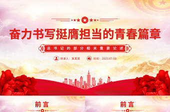 简洁大气奋力书写挺膺担当的青春篇章PPT青年党课下载