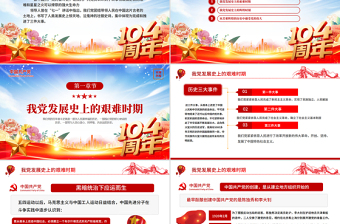 建党104周年党史学习教育PPT红色大气党的光辉历程党课下载