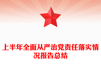 优质上半年全面从严治党责任落实情况报告总结PPT模板(讲稿)
