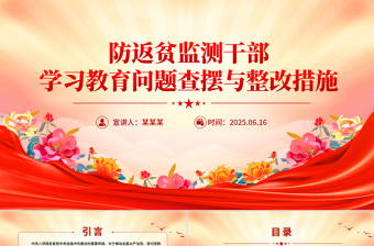 精品党建PPT防返贫监测干部学习教育问题查摆与整改措施模板