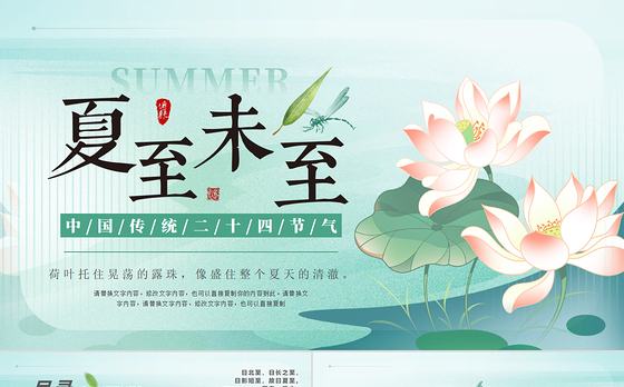 夏至节气PPT清新中国传统二十四节气课件