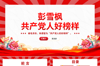 红色简洁共产党人好榜样彭雪枫PPT课件下载