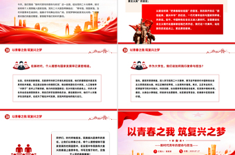 新时代青年的使命与担当PPT以青春之我筑复兴之梦党课模板