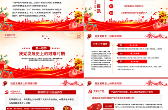 红色精美党的光辉历程PPT建党104周年党史学习教育党课课件