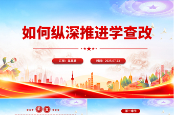 红色精美如何纵深推进学查改PPT2025主题教育党课