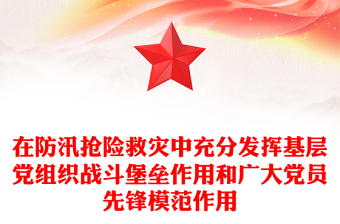 党政风在防汛抢险救灾中充分发挥基层党组织战斗堡垒作用和广大党员先锋模范作用PPT课件(讲稿)