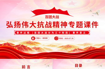 简洁大气百团大战PPT弘扬伟大抗战精神专题课件
