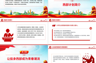 红色大气大学生志愿服务西部PPT去西部志青春课件下载