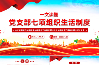 简洁实用党支部七项组织生活制度PPT党课