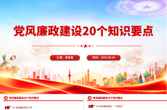 大气简洁党风廉政建设20个知识要点PPT课件