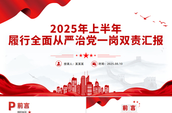 简洁实用2025年上半年履行全面从严治党一岗双责汇报PPT模板