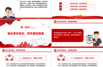 简洁实用2025年上半年履行全面从严治党一岗双责汇报PPT模板