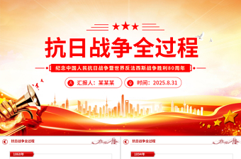简洁大气抗日战争全过程PPT纪念抗战胜利80周年课件下载