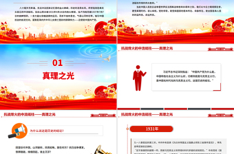 简洁大气抗战烽火的中流砥柱PPT抗战胜利80周年课件