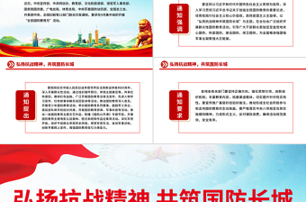 简洁大气弘扬抗战精神共筑国防长城PPT2025年全民国防教育月课件