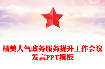 简洁风政务服务提升工作会议发言PPT模板(讲稿)