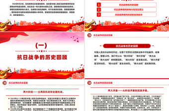 简洁大气抗日战争胜利的深远意义及宝贵启示PPT课件