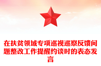 在扶贫领域专项巡视巡察反馈问题整改工作提醒约谈时的表态发言