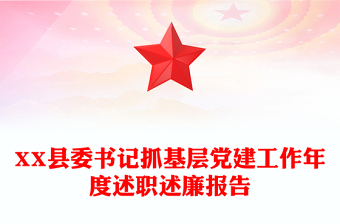 XX县委书记抓基层党建工作年度述职述廉报告
