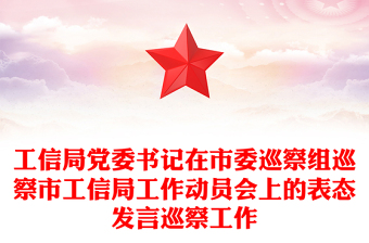工信局党委书记在市委巡察组巡察市工信局工作动员会上的表态发言巡察工作