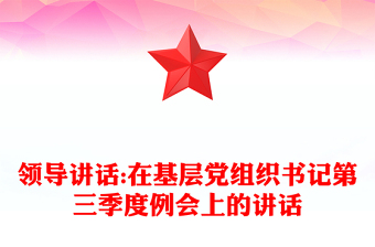 领导讲话:在基层党组织书记第三季度例会上的讲话