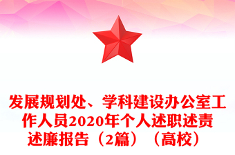 发展规划处、学科建设办公室工作人员2020年个人述职述责述廉报告（2篇）（高校）