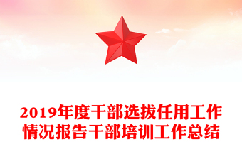 2019年度干部选拔任用工作情况报告干部培训工作总结