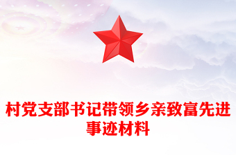 村党支部书记带领乡亲致富先进事迹材料