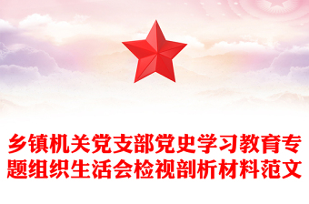 乡镇机关党支部党史学习教育专题组织生活会检视剖析材料范文