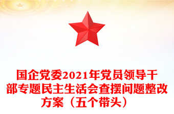 国企党委2021年党员领导干部专题民主生活会查摆问题整改方案（五个带头）