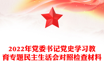 2022年党委书记党史学习教育专题民主生活会对照检查材料
