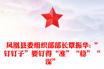 凤凰县委组织部部长覃振华:“钉钉子”要钉得“准”“稳”“深”