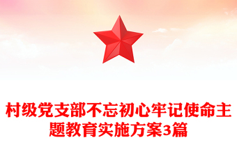 村级党支部不忘初心牢记使命主题教育实施方案3篇