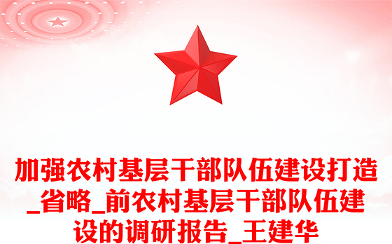 加强农村基层干部队伍建设打造_省略_前农村基层干部队伍建设的调研报告_王建华
