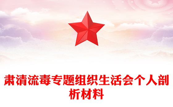 肃清流毒专题组织生活会个人剖析材料