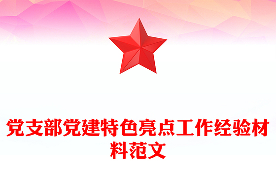 党支部党建特色亮点工作经验材料范文