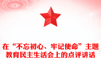 在“不忘初心、牢记使命”主题教育民主生活会上的点评讲话