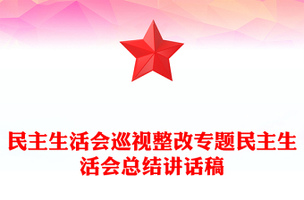 民主生活会巡视整改专题民主生活会总结讲话稿