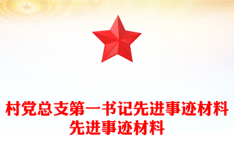 村党总支第一书记先进事迹材料先进事迹材料