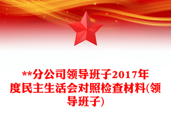 **分公司领导班子2017年度民主生活会对照检查材料(领导班子)