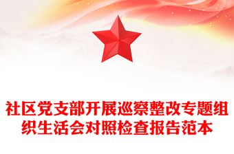 社区党支部开展巡察整改专题组织生活会对照检查报告范本