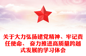 关于大力弘扬建党精神、牢记责任使命、 奋力推进高质量跨越式发展的学习体会