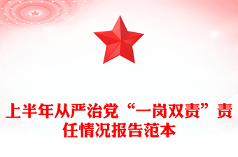 上半年从严治党“一岗双责”责任情况报告范本