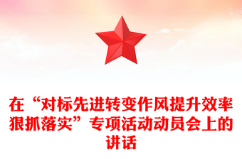 在“对标先进转变作风提升效率狠抓落实”专项活动动员会上的讲话