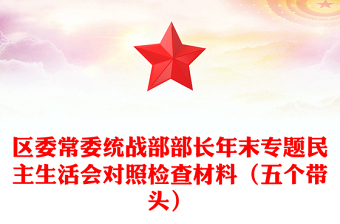 区委常委统战部部长年末专题民主生活会对照检查材料（五个带头）