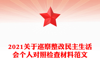 2021关于巡察整改民主生活会个人对照检查材料范文