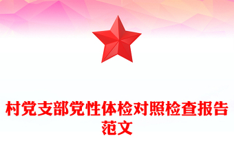 村党支部党性体检对照检查报告范文